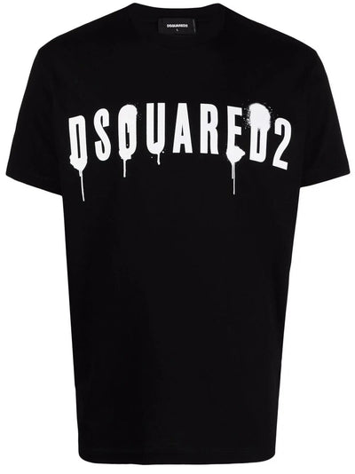 Dsquared2 Graffiti-print Paint Cotton T-shirt in Black