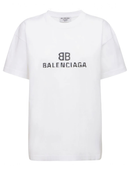 Balenciaga Pixelated BB Logo Printed T-Shirt in White